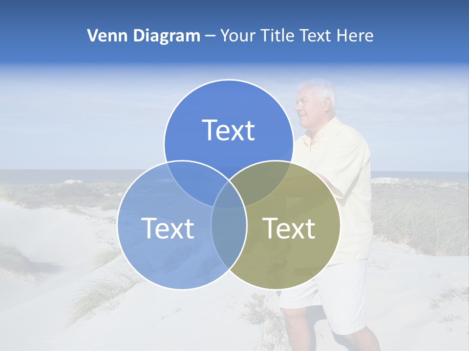 The Man Doing Tai Chi By The Unspoilt Beach. PowerPoint Template