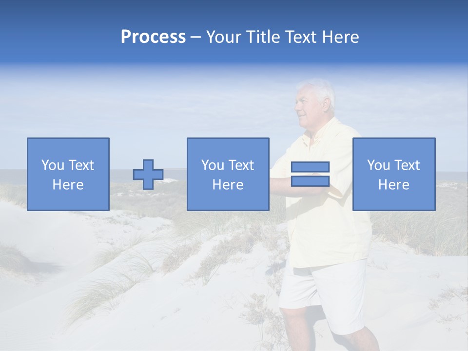 The Man Doing Tai Chi By The Unspoilt Beach. PowerPoint Template