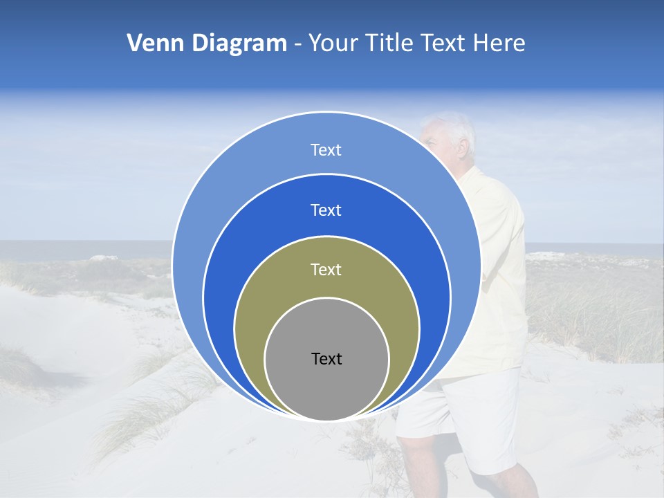 The Man Doing Tai Chi By The Unspoilt Beach. PowerPoint Template