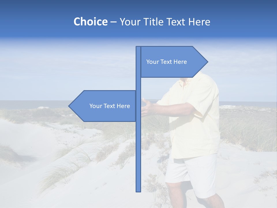 The Man Doing Tai Chi By The Unspoilt Beach. PowerPoint Template