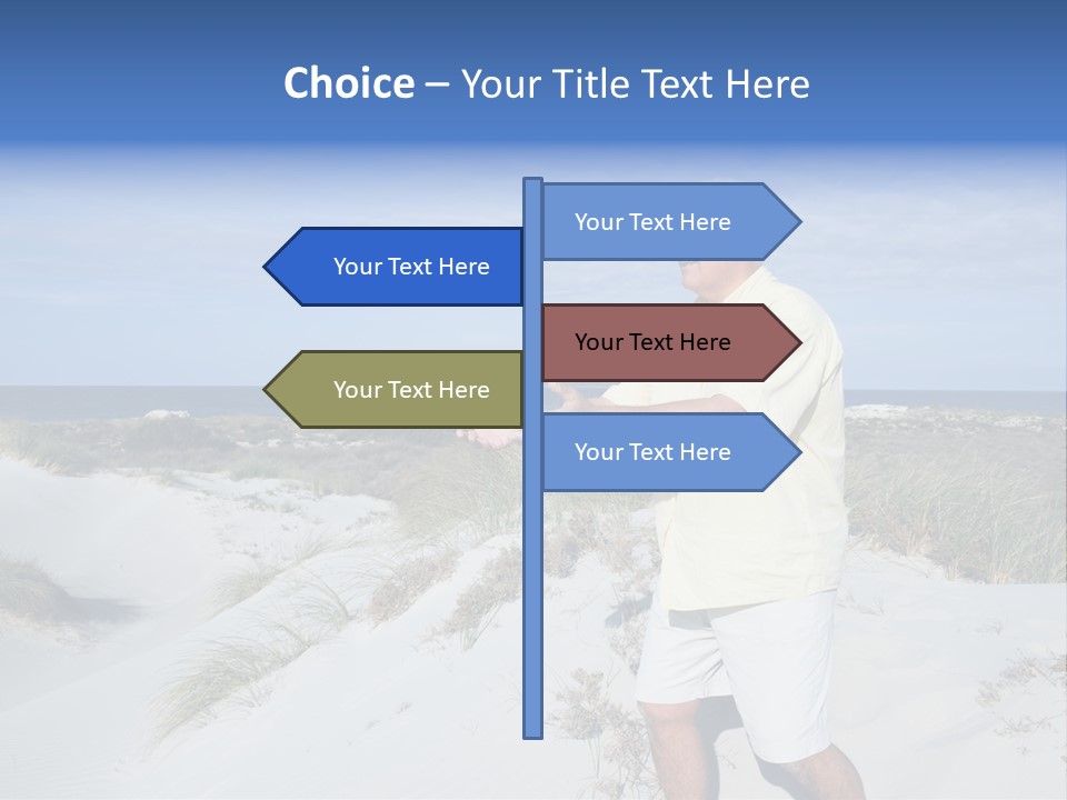 The Man Doing Tai Chi By The Unspoilt Beach. PowerPoint Template