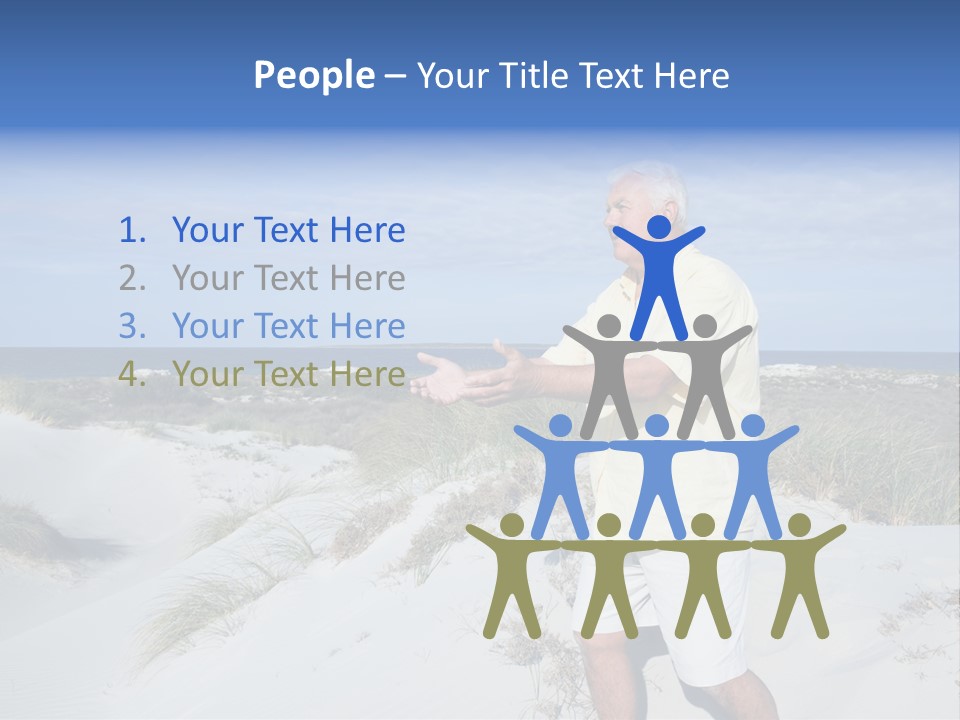The Man Doing Tai Chi By The Unspoilt Beach. PowerPoint Template