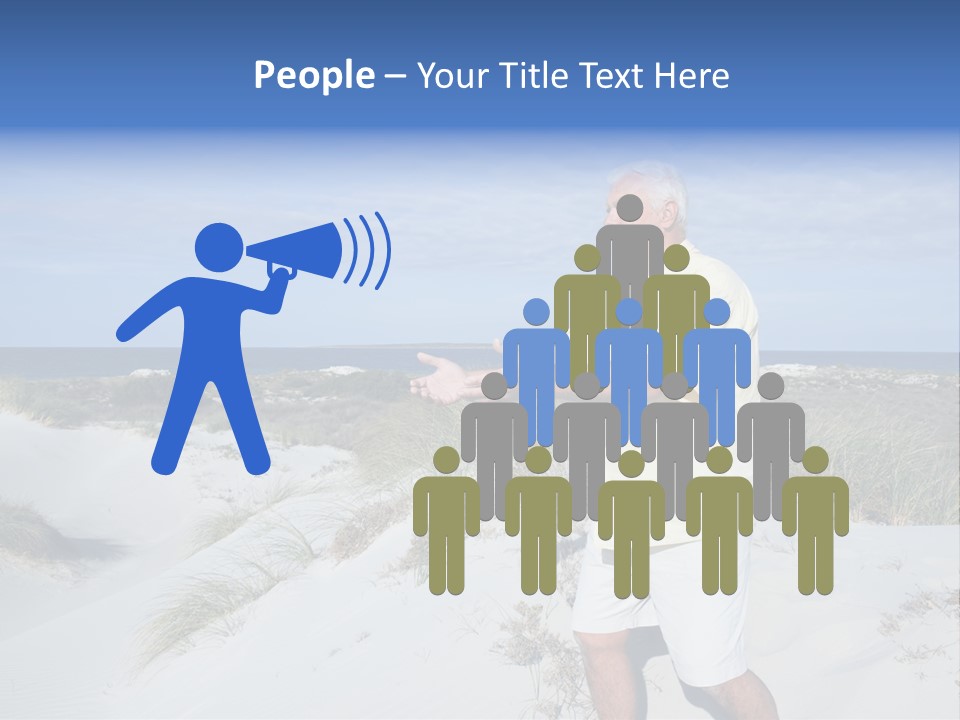 The Man Doing Tai Chi By The Unspoilt Beach. PowerPoint Template