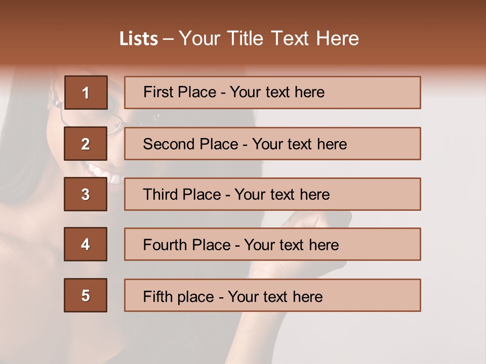 Beautiful African-American Woman With Glasses Smiling. PowerPoint Template