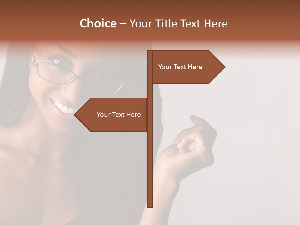 Beautiful African-American Woman With Glasses Smiling. PowerPoint Template