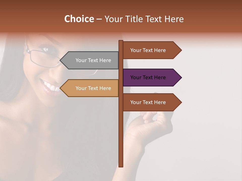 Beautiful African-American Woman With Glasses Smiling. PowerPoint Template