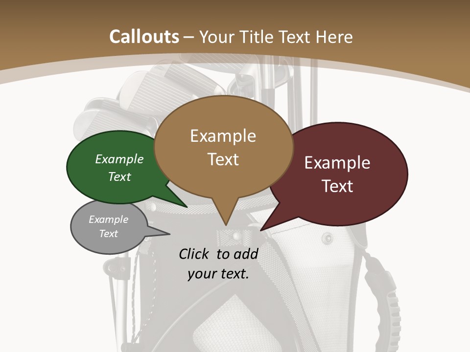 Golf Equipment In Bag Isolated On White PowerPoint Template