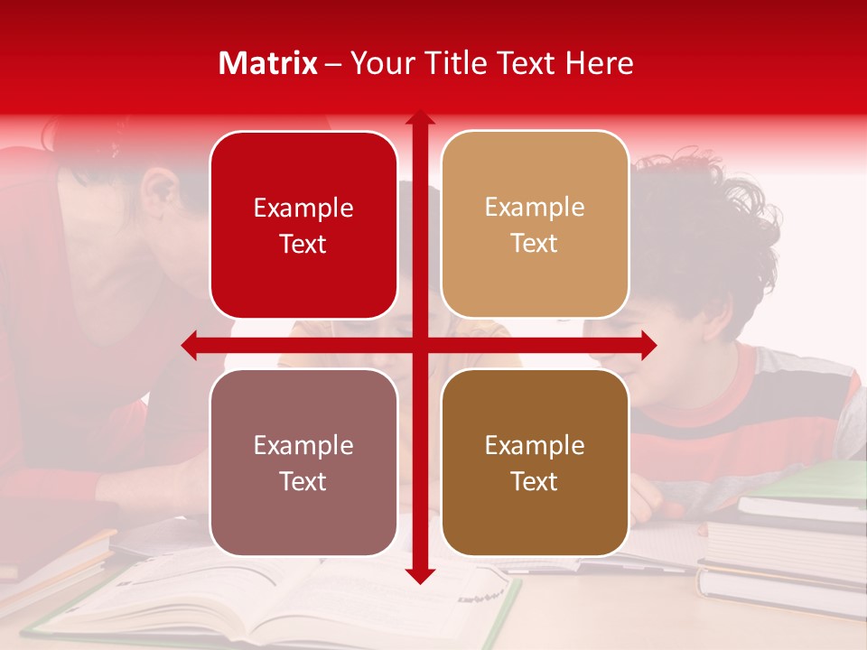 Mother Helping Her Kids Do Homework Isolated On White Background PowerPoint Template