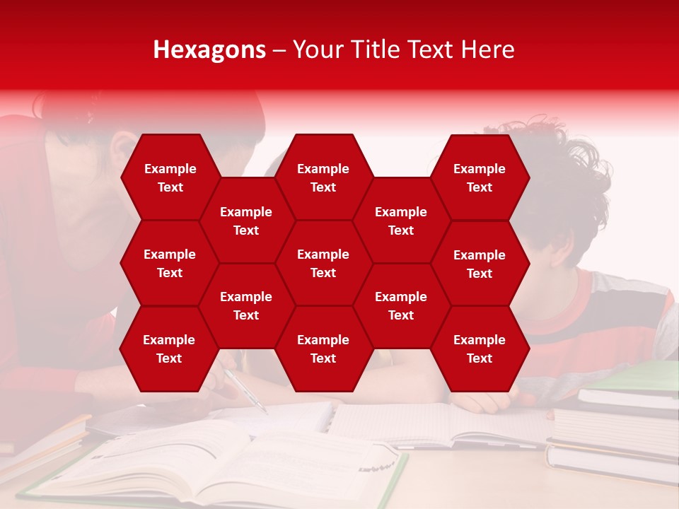 Mother Helping Her Kids Do Homework Isolated On White Background PowerPoint Template