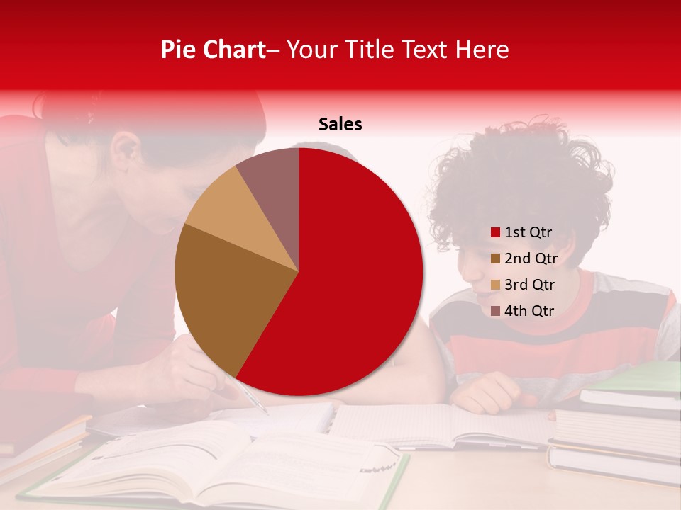 Mother Helping Her Kids Do Homework Isolated On White Background PowerPoint Template