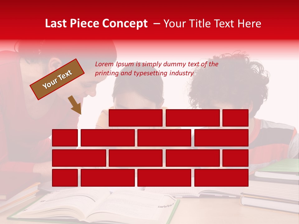 Mother Helping Her Kids Do Homework Isolated On White Background PowerPoint Template