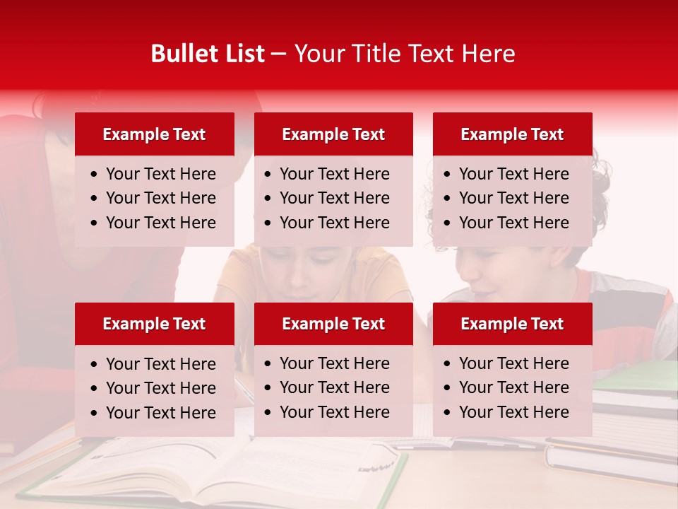 Mother Helping Her Kids Do Homework Isolated On White Background PowerPoint Template