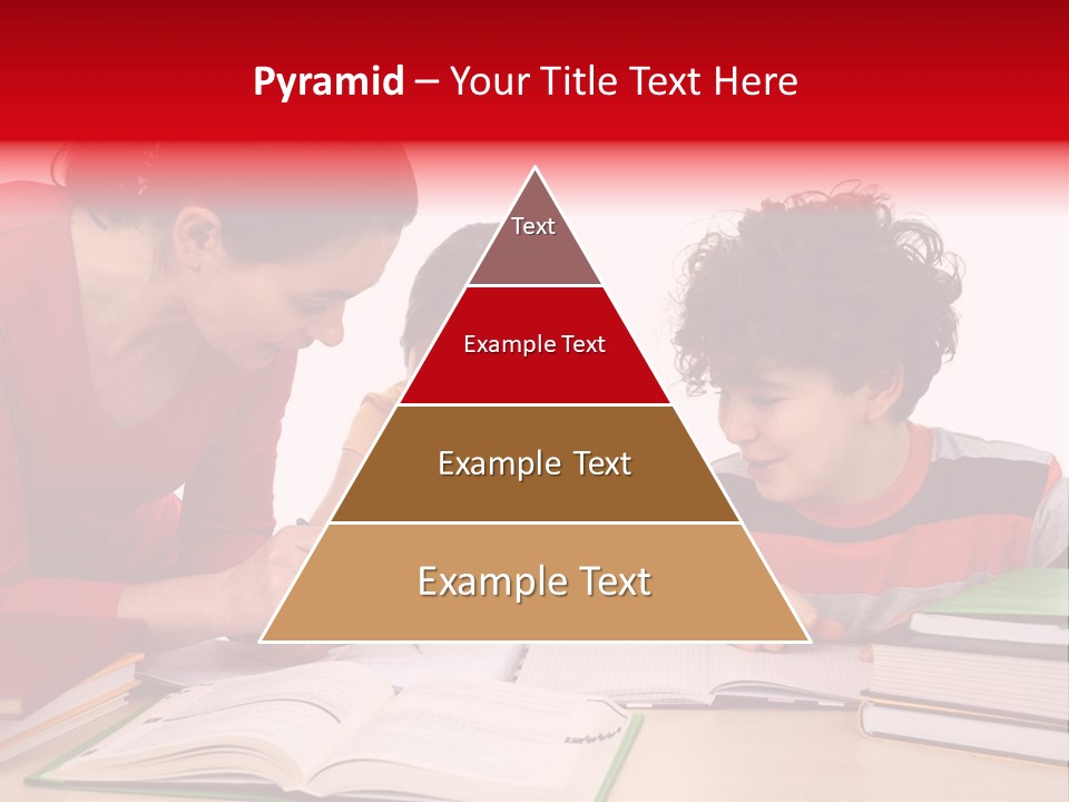 Mother Helping Her Kids Do Homework Isolated On White Background PowerPoint Template