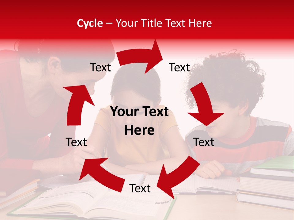 Mother Helping Her Kids Do Homework Isolated On White Background PowerPoint Template