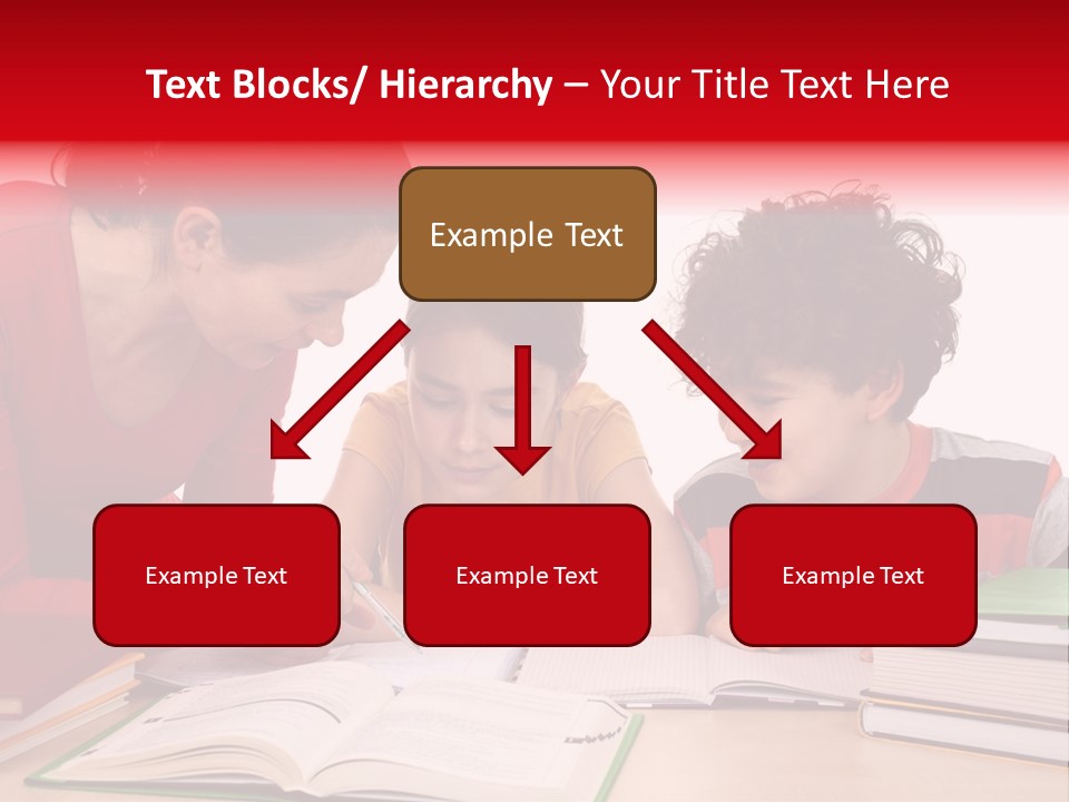 Mother Helping Her Kids Do Homework Isolated On White Background PowerPoint Template