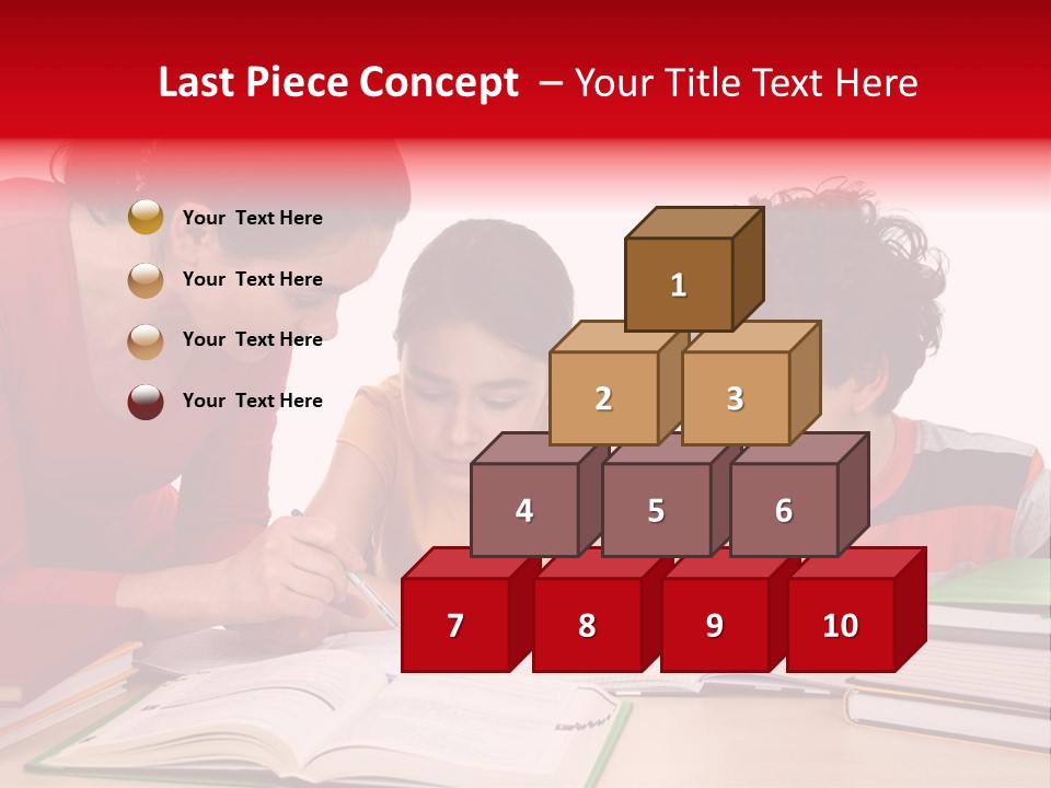 Mother Helping Her Kids Do Homework Isolated On White Background PowerPoint Template