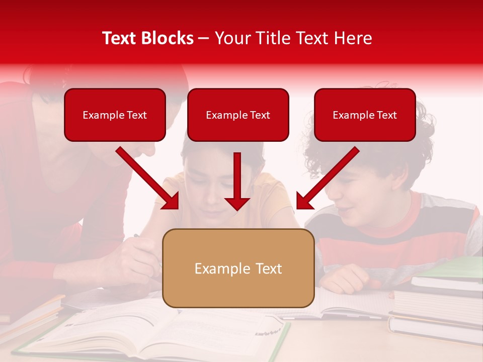Mother Helping Her Kids Do Homework Isolated On White Background PowerPoint Template