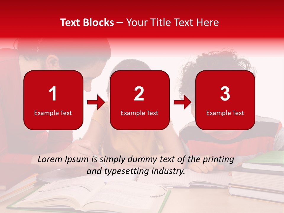 Mother Helping Her Kids Do Homework Isolated On White Background PowerPoint Template