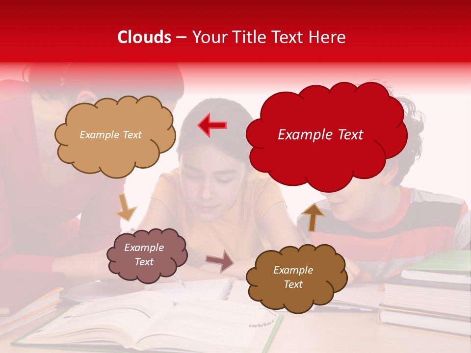 Mother Helping Her Kids Do Homework Isolated On White Background PowerPoint Template