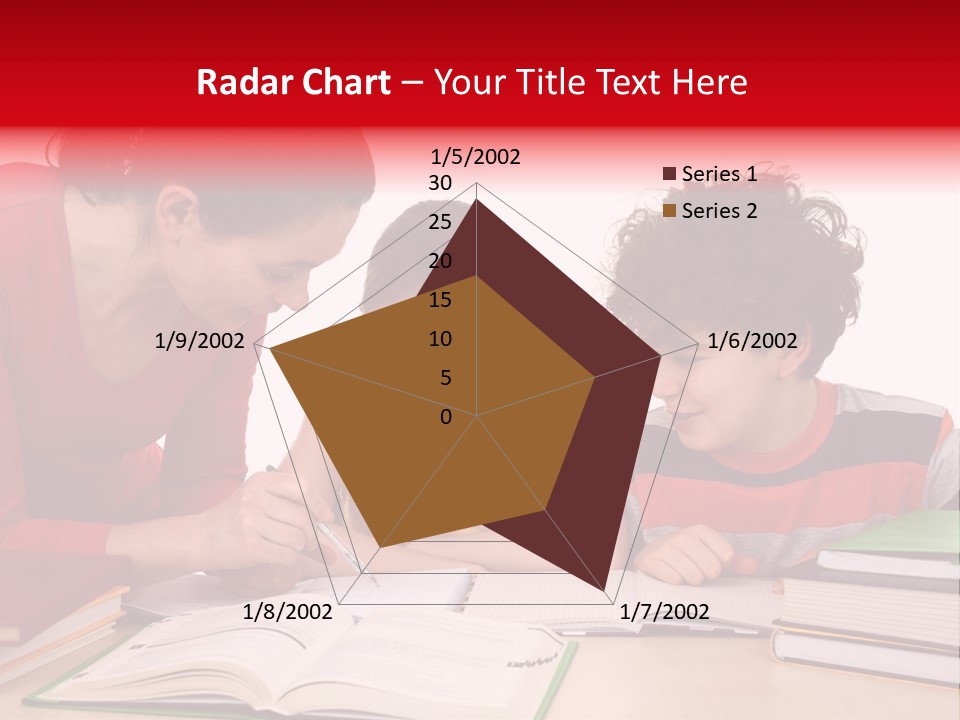 Mother Helping Her Kids Do Homework Isolated On White Background PowerPoint Template