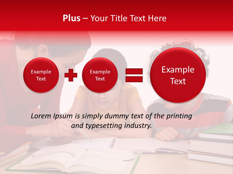 Mother Helping Her Kids Do Homework Isolated On White Background PowerPoint Template