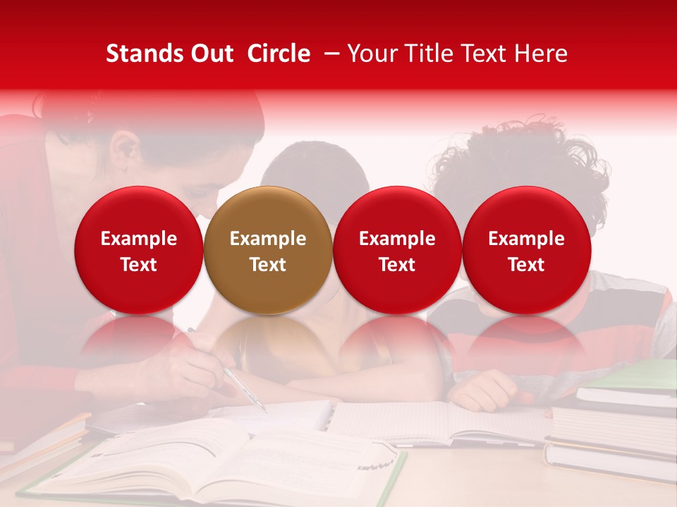 Mother Helping Her Kids Do Homework Isolated On White Background PowerPoint Template