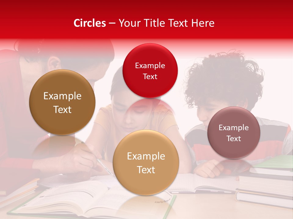 Mother Helping Her Kids Do Homework Isolated On White Background PowerPoint Template