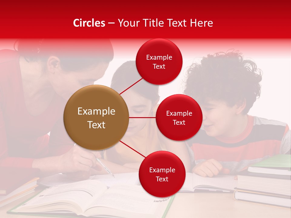 Mother Helping Her Kids Do Homework Isolated On White Background PowerPoint Template