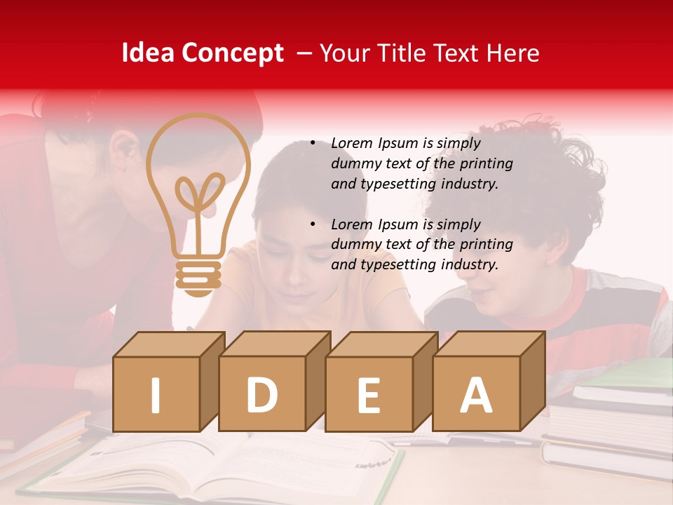 Mother Helping Her Kids Do Homework Isolated On White Background PowerPoint Template