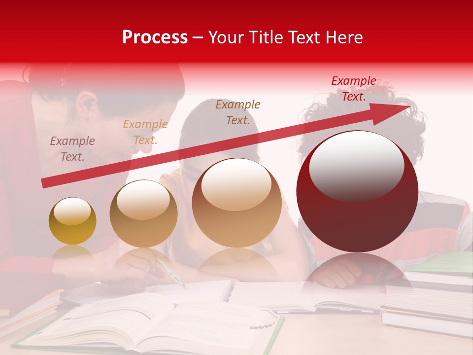 Mother Helping Her Kids Do Homework Isolated On White Background PowerPoint Template