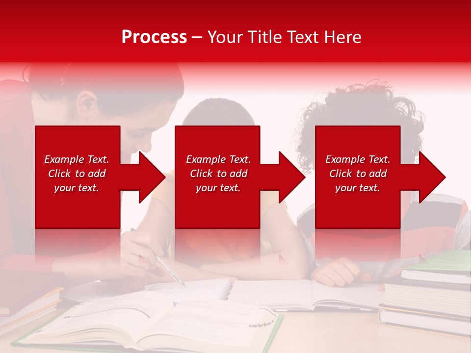 Mother Helping Her Kids Do Homework Isolated On White Background PowerPoint Template