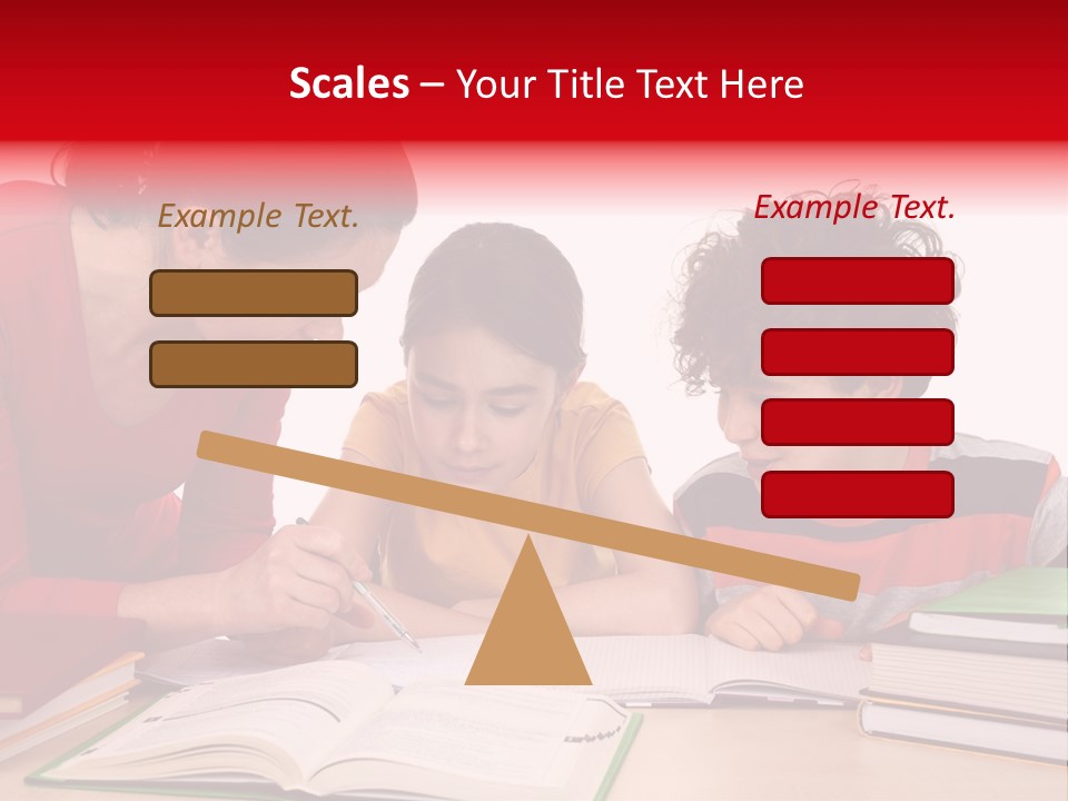 Mother Helping Her Kids Do Homework Isolated On White Background PowerPoint Template