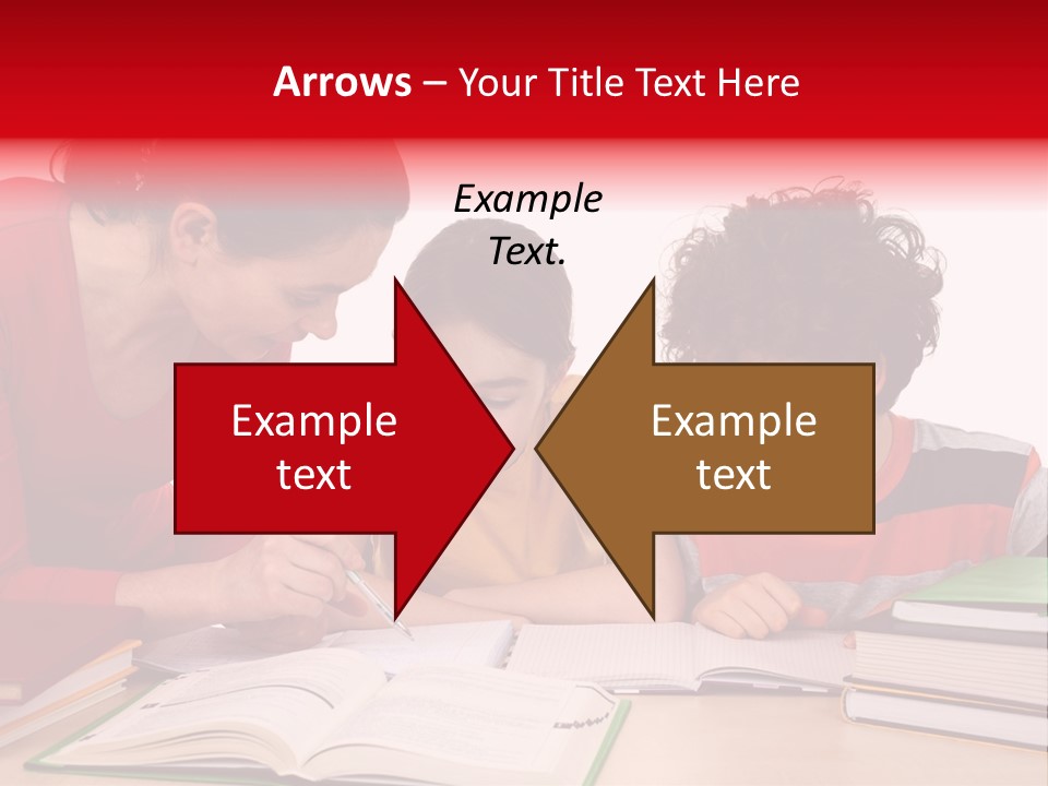 Mother Helping Her Kids Do Homework Isolated On White Background PowerPoint Template