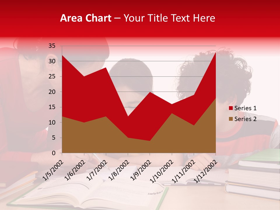 Mother Helping Her Kids Do Homework Isolated On White Background PowerPoint Template