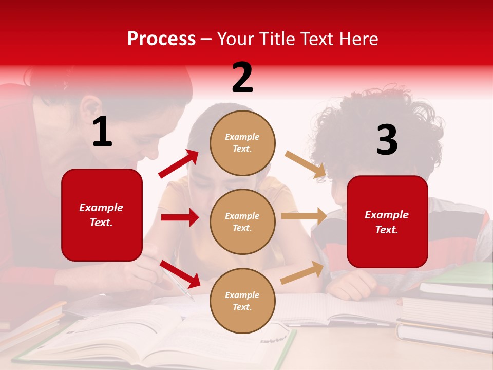 Mother Helping Her Kids Do Homework Isolated On White Background PowerPoint Template