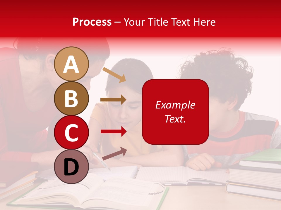 Mother Helping Her Kids Do Homework Isolated On White Background PowerPoint Template