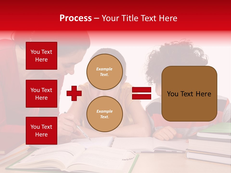 Mother Helping Her Kids Do Homework Isolated On White Background PowerPoint Template