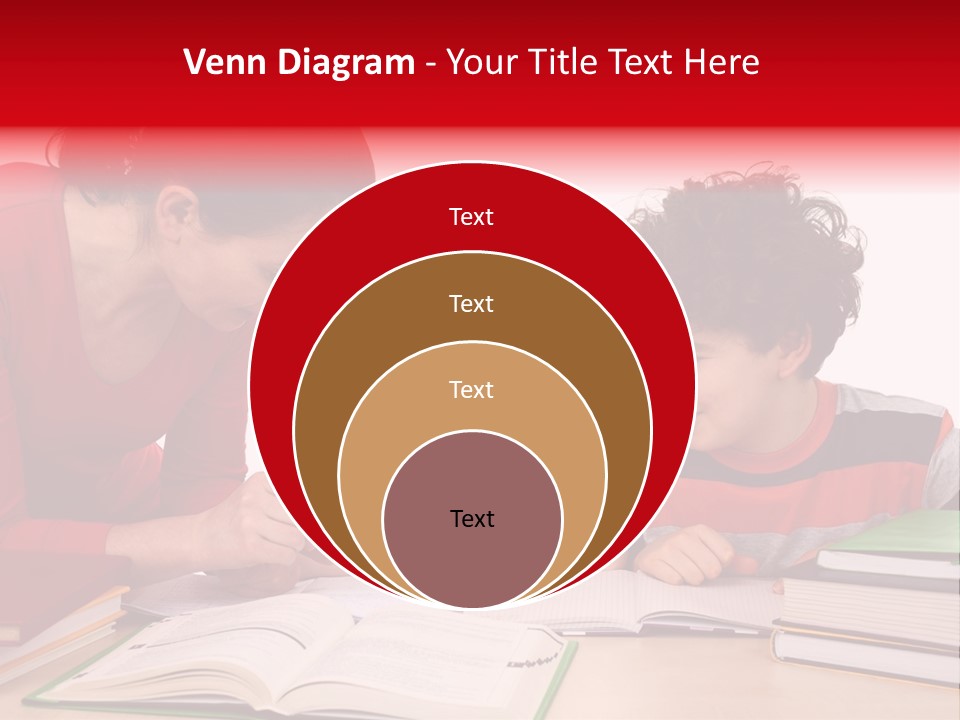 Mother Helping Her Kids Do Homework Isolated On White Background PowerPoint Template