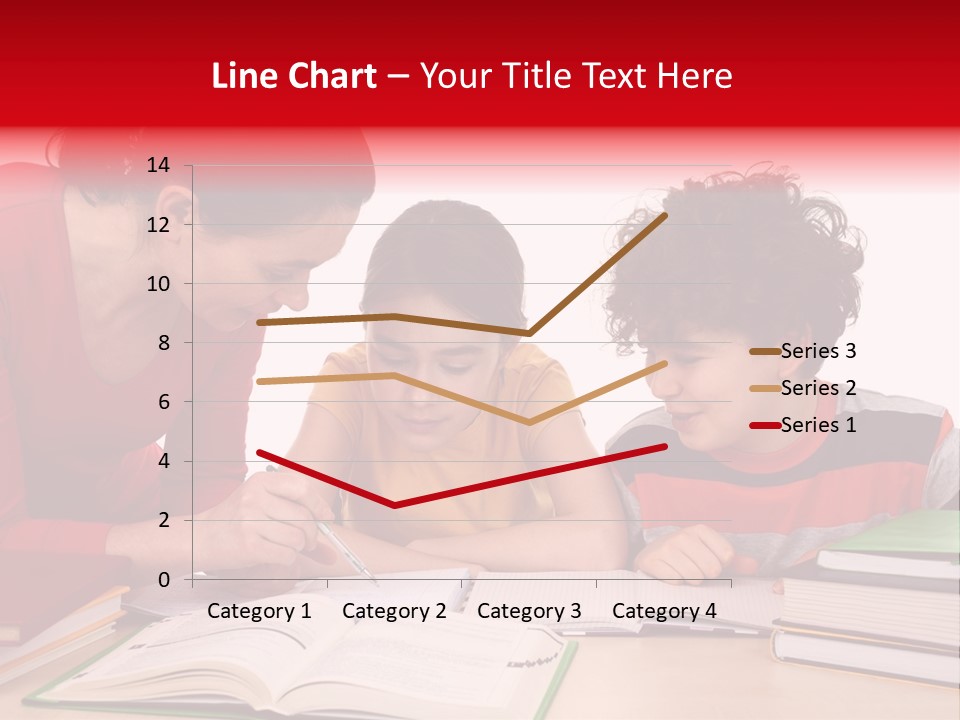 Mother Helping Her Kids Do Homework Isolated On White Background PowerPoint Template