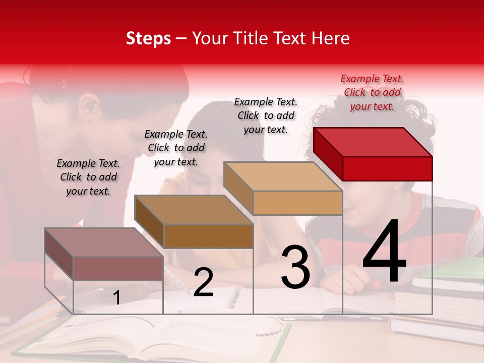 Mother Helping Her Kids Do Homework Isolated On White Background PowerPoint Template