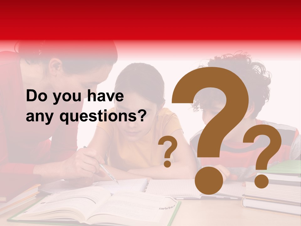 Mother Helping Her Kids Do Homework Isolated On White Background PowerPoint Template