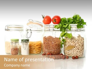 A Group Of Jars Filled With Different Types Of Food PowerPoint Template