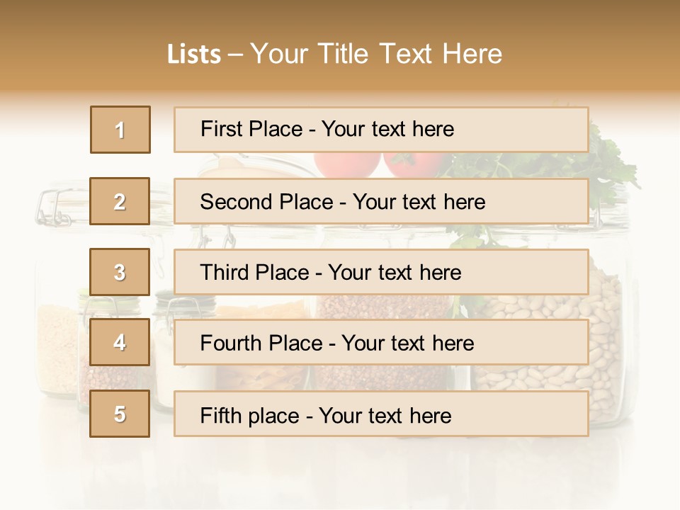 A Group Of Jars Filled With Different Types Of Food PowerPoint Template