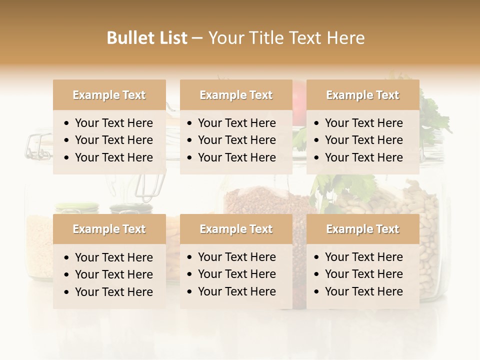 A Group Of Jars Filled With Different Types Of Food PowerPoint Template