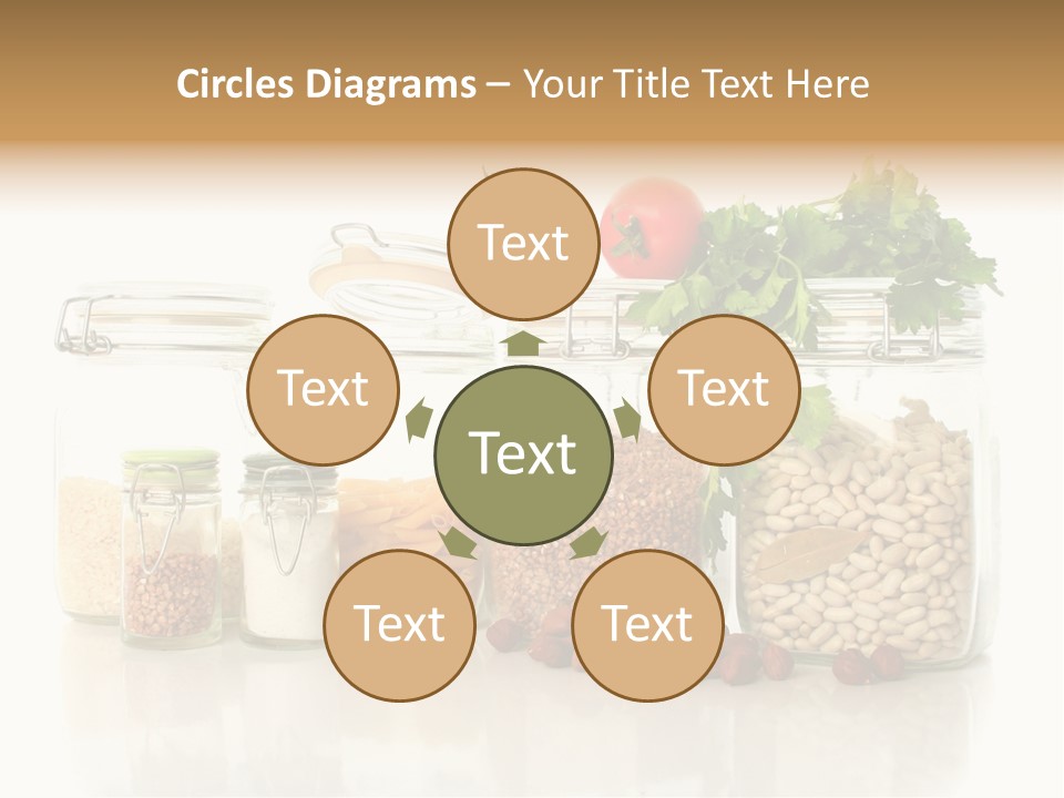 A Group Of Jars Filled With Different Types Of Food PowerPoint Template