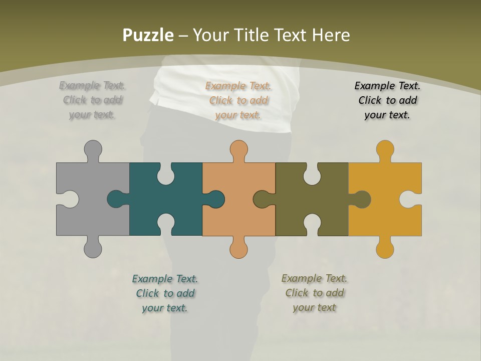 Female Golfer Captured In Her Follow Through Swing. PowerPoint Template