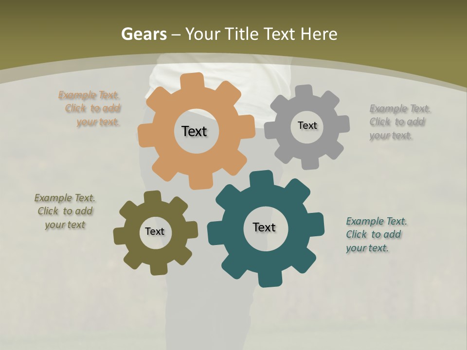 Female Golfer Captured In Her Follow Through Swing. PowerPoint Template