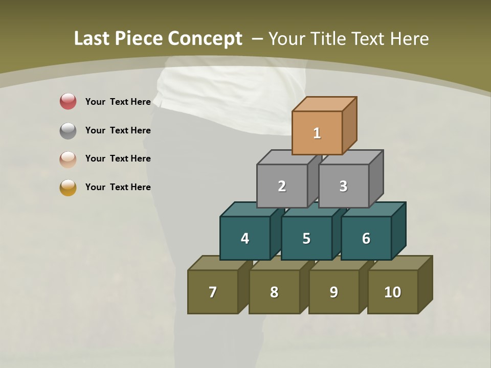 Female Golfer Captured In Her Follow Through Swing. PowerPoint Template