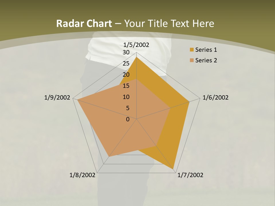 Female Golfer Captured In Her Follow Through Swing. PowerPoint Template