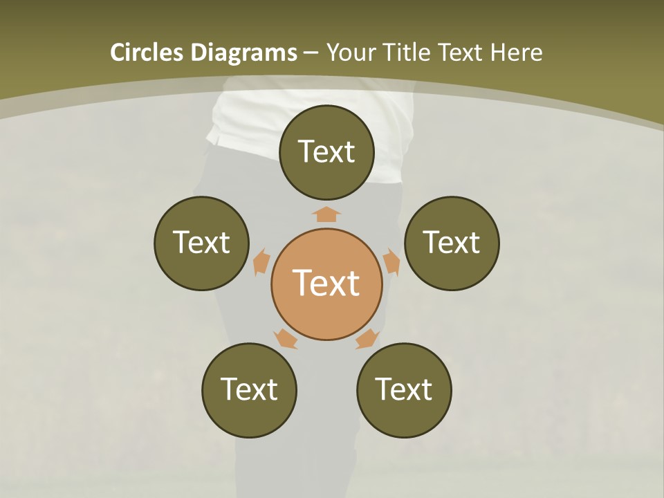 Female Golfer Captured In Her Follow Through Swing. PowerPoint Template